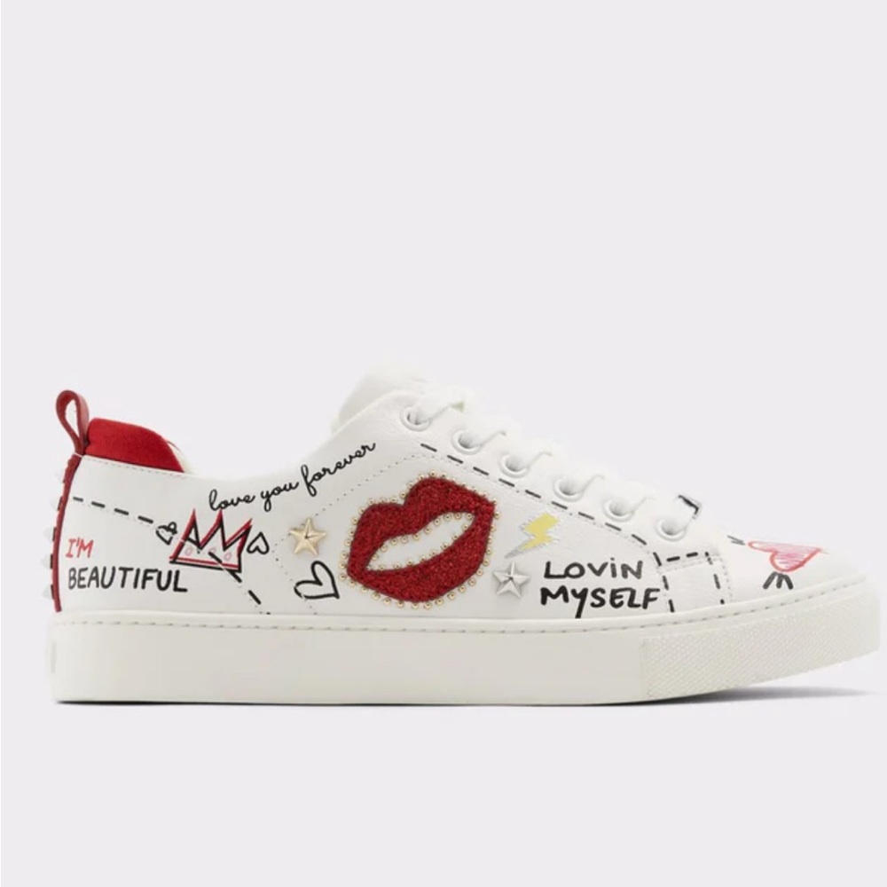 ALDO , White and Red Graphic Sneakers